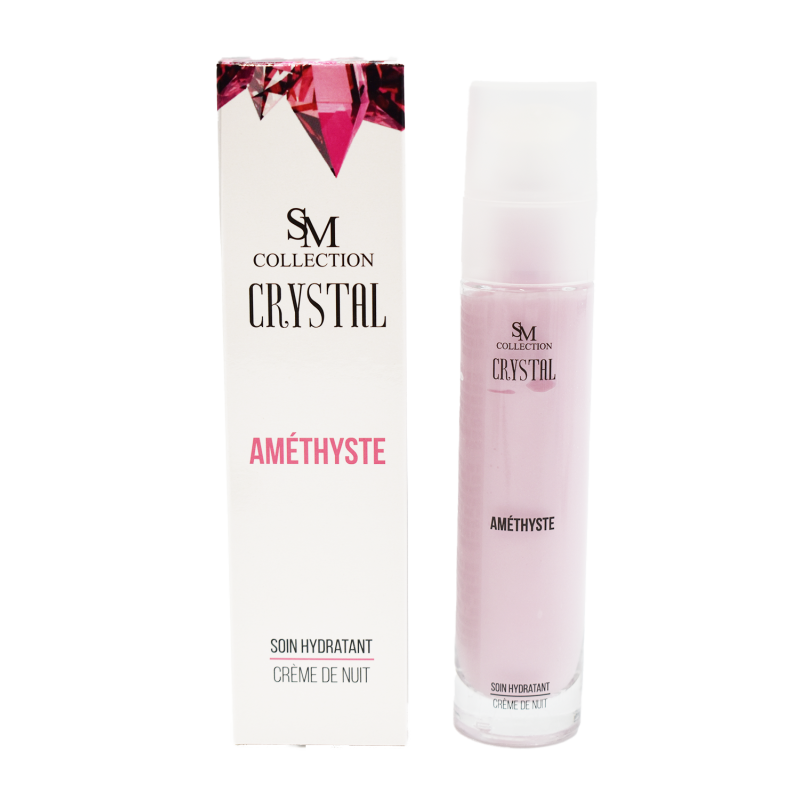 Crème de nuit hydratante 100% naturelle à la poudre d'améthyste - Cosmétique lithothérapie 100% naturelle