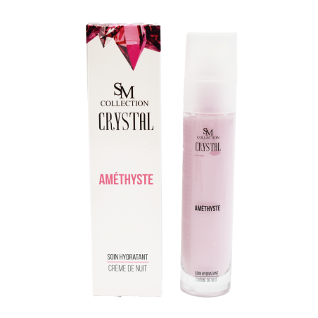 Crème de nuit hydratante 100% naturelle à la poudre d'améthyste - Cosmétique lithothérapie 100% naturelle