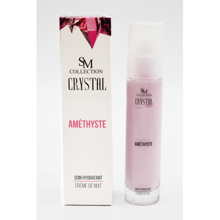 Crème de nuit hydratante 100% naturelle à la poudre d'améthyste - Cosmétique lithothérapie 100% naturelle